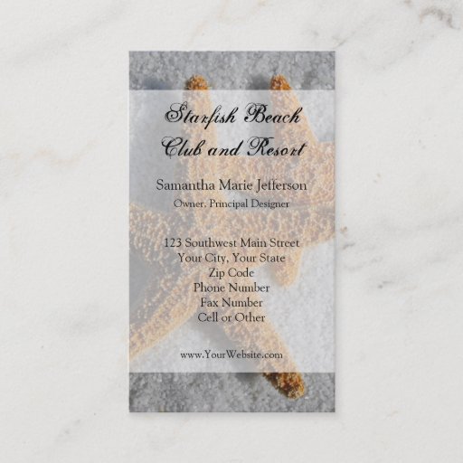 Customizable Two Starfish in the Sand, Beach Wedding Business Card Templates