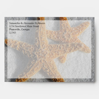 Two Starfish in the Sand, Beach Wedding Envelope