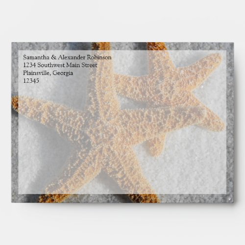 Two Starfish in the Sand Beach Wedding Envelope