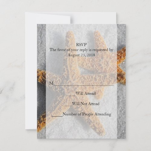 Two Starfish in the Sand Beach Wedding RSVP Card
