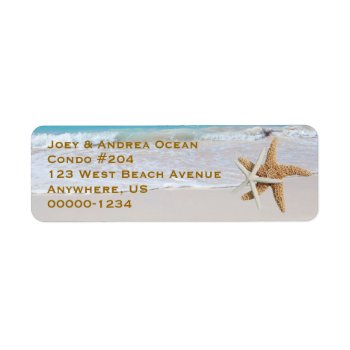 Two Starfish Ocean Beach Return Address Labels by holiday_store at Zazzle