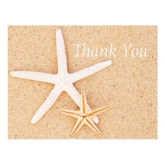 Two Starfish on a Beach Thank You Postcard | Zazzle.com