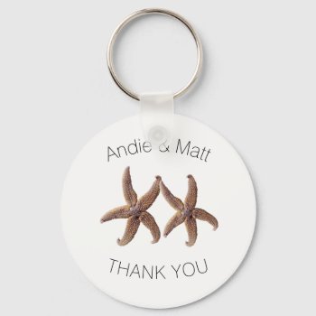 Two Starfish Thank You Key Ring Wedding Favor by sandpiperWedding at Zazzle