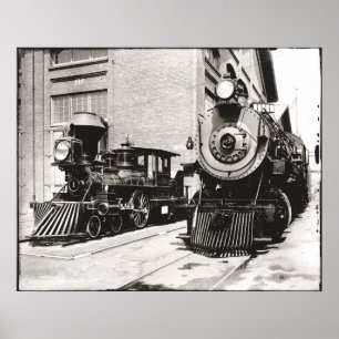 Two Steam Locomotives Poster