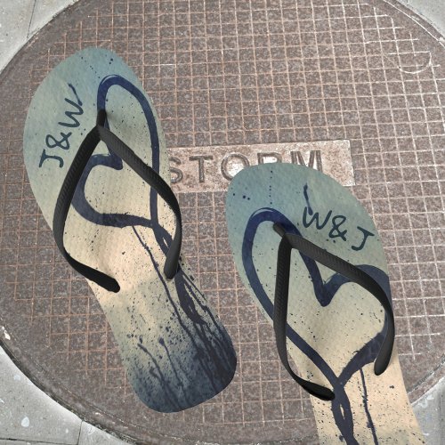 Two Steamy Hearts His and Hers Flip Flops
