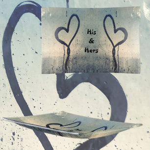 Two Steamy Hearts in the Fog of Love His and Hers Trinket Tray