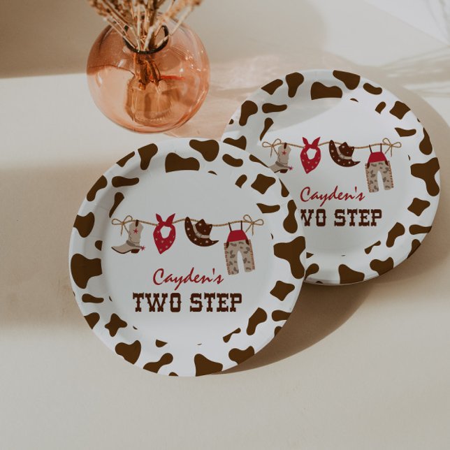 Two Step Rodeo Western Cowboy 2nd Birthday Paper Plates (Creator Uploaded)