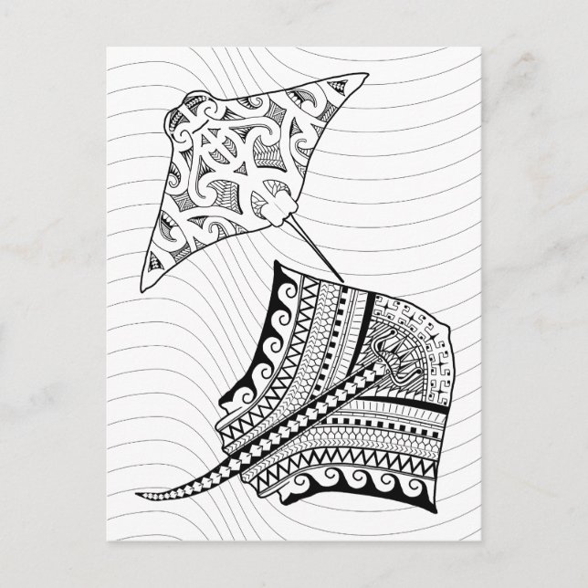 Two Stingrays Adult Coloring Postcard (Front)