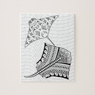 Two Stingrays Adult Coloring Puzzle