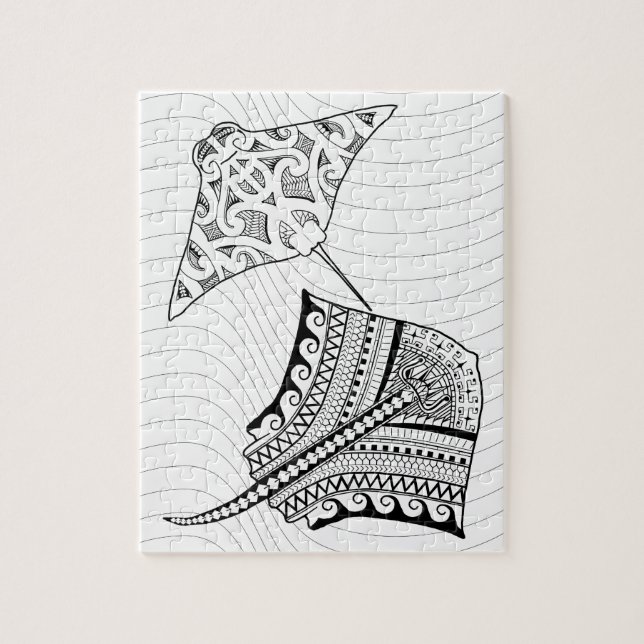 Two Stingrays Adult Coloring Puzzle (Vertical)
