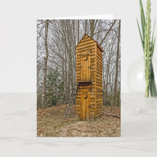 Two-story Outhouse for Voters and Politicians Card (Front)