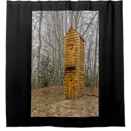 Two_story Outhouse for Voters and Politicians Shower Curtain