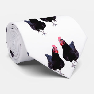 Two Strutting Black Chickens, Neck Tie