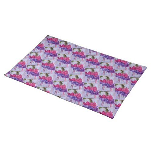 TWO STUNNING RED AND PURPLE FUCHSIA FLORAL PLACEMAT