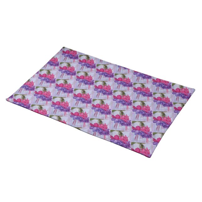 TWO STUNNING RED AND PURPLE FUCHSIA FLORAL PLACEMAT (On Table)