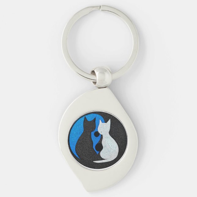 Two stylized cats keychain (Front)