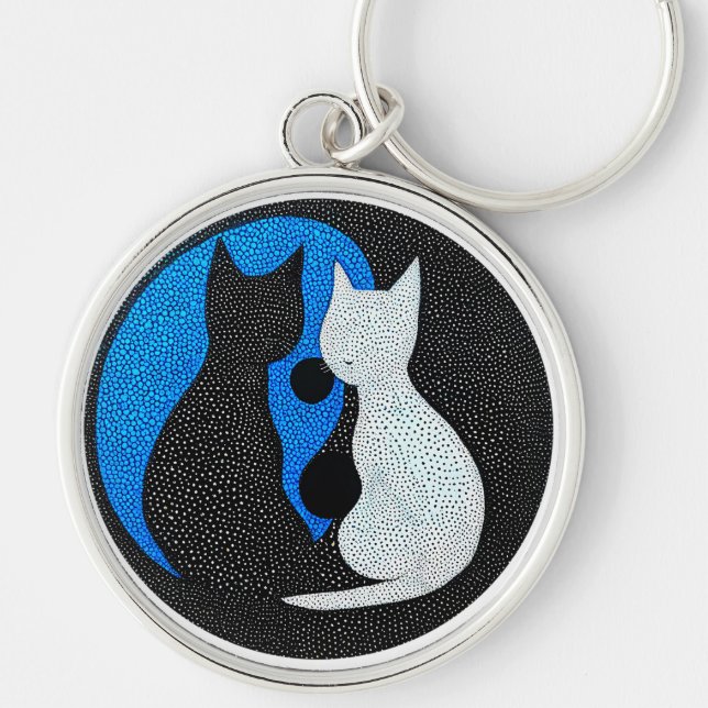 Two stylized cats keychain (Front)