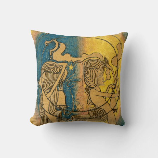 Two Stylized Female Figures Jan Toorop Art Nouveau Throw Pillow (Front)