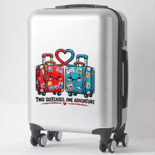 Two Suitcases One Adventure Travel Cute Luggage  Sticker