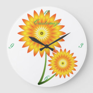 Two Sunflower Plant Thunder_Cove Large Clock