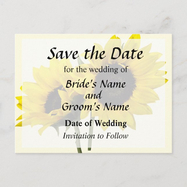 Two Sunflowers Announcement Postcard (Front)