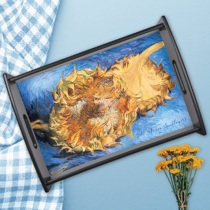 Two Sunflowers on Blue Vincent van Gogh Serving Tray