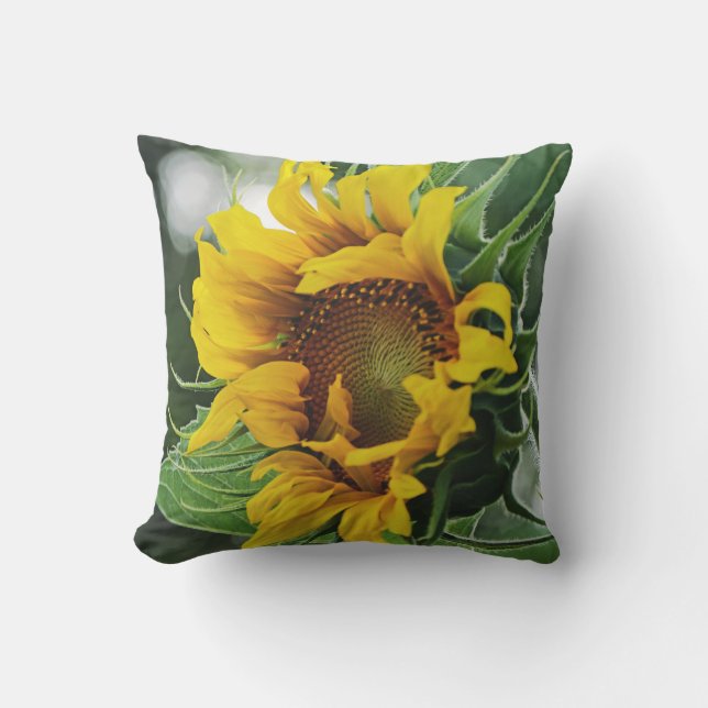 Two Sunflowers Two Sides Outdoor Pillow (Front)