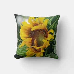 Two Sunflowers Two Sides Throw Pillow