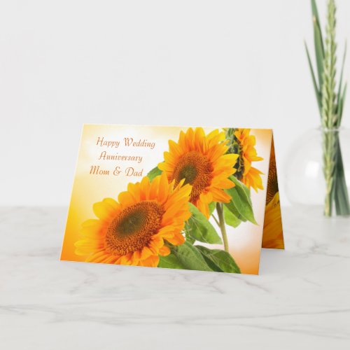 Two sunflowers Wedding Anniversary Mom  Dad Card
