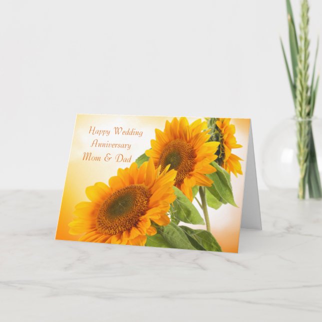 Two sunflowers Wedding Anniversary Mom & Dad Card (Front)