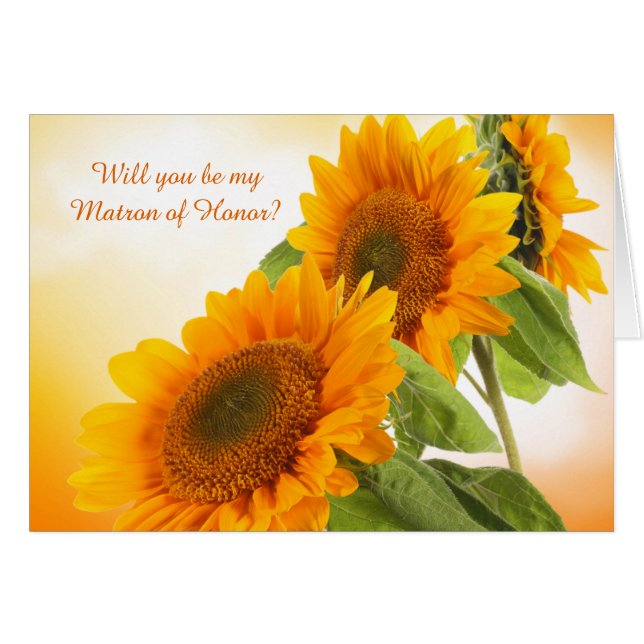 Two Sunflowers Wedding Maid of Honor Note Card (Front Horizontal)