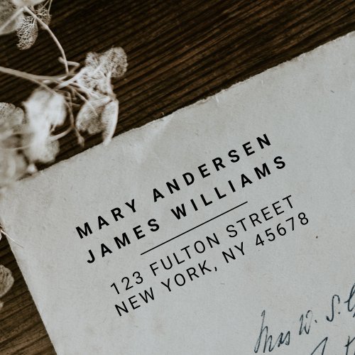 Two Surnames Modern Couple Return Address Self_inking Stamp