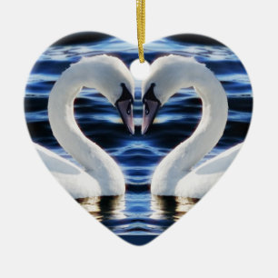 Two swans ceramic ornament