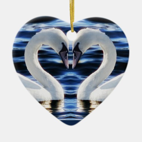 Two swans ceramic ornament