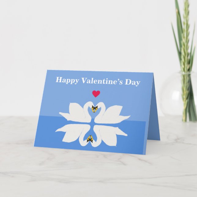 Two Swans in Classic Heart Pose Card (Front)