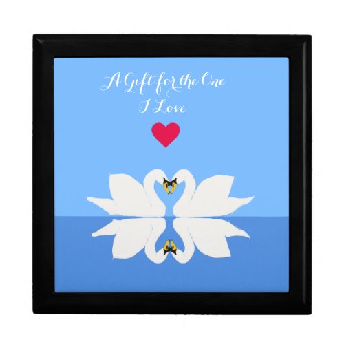 Two Swans in Classic Heart Pose Valentines Gift Box