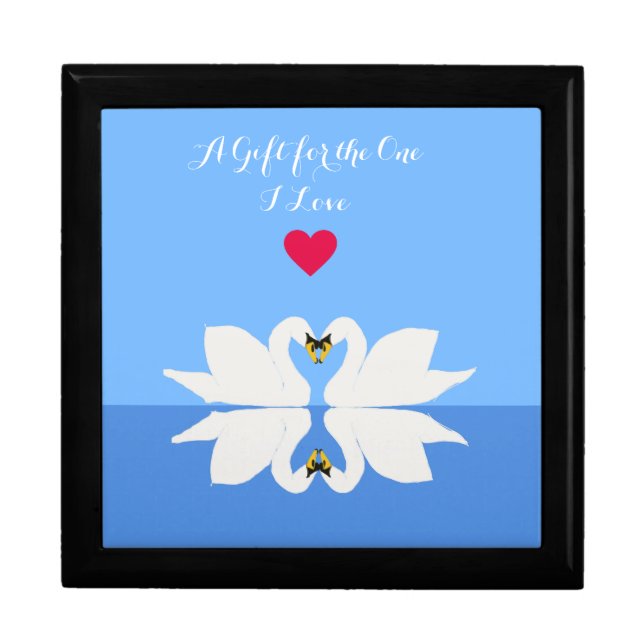 Two Swans in Classic Heart Pose Valentine’s Gift Box (Front)