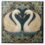 Two Swans On Lake Art Nouveau Inspired Home Decor Ceramic Tile