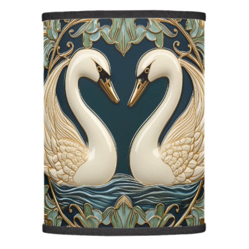 Two Swans On Lake Art Nouveau Inspired Home Decor Lamp Shade
