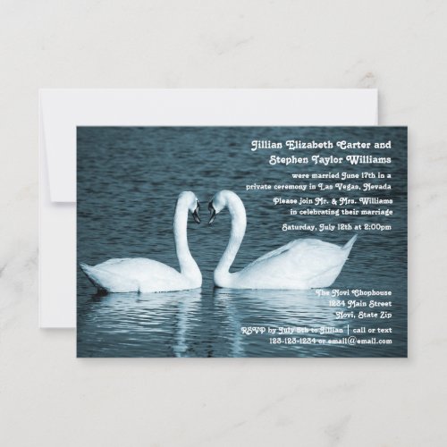 Two Swans Photo _ 3x5 Wedding Announcement