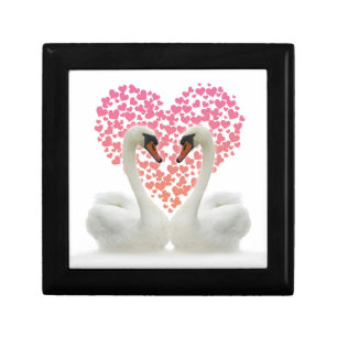 Two Swans Pink Heart Valentine Gift Box
