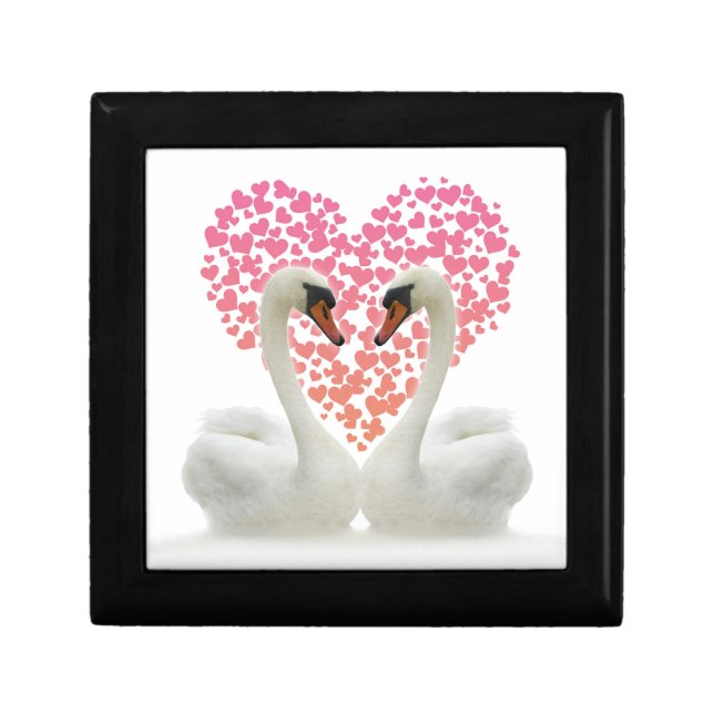 Two Swans Pink Heart Valentine Gift Box (Front)