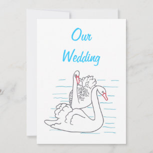 Two Swans Swimming Drawing Wedding Invitations