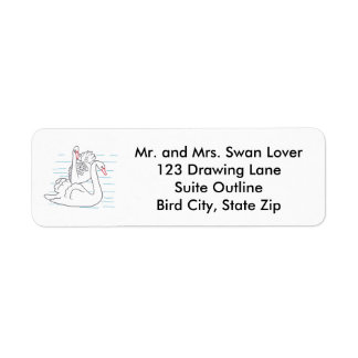 Two Swans Swimming Outline Address Labels