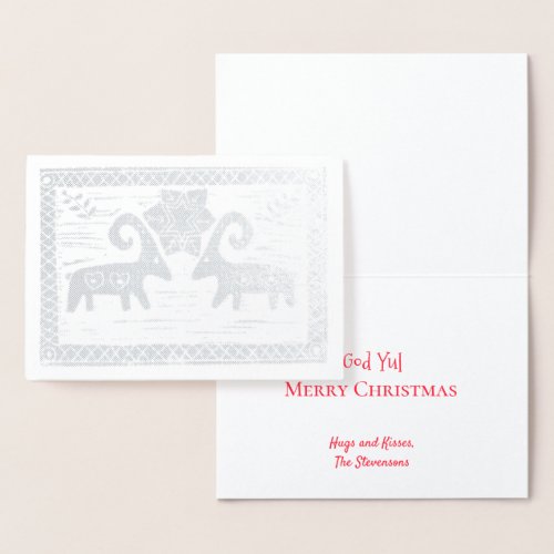 Two Swedish Christmas Yule Goats Foil Card