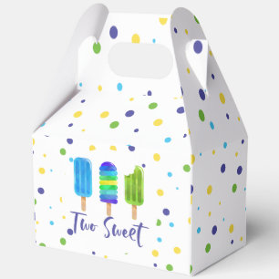 Two Sweet 2nd Birthday blue green Favor Boxes