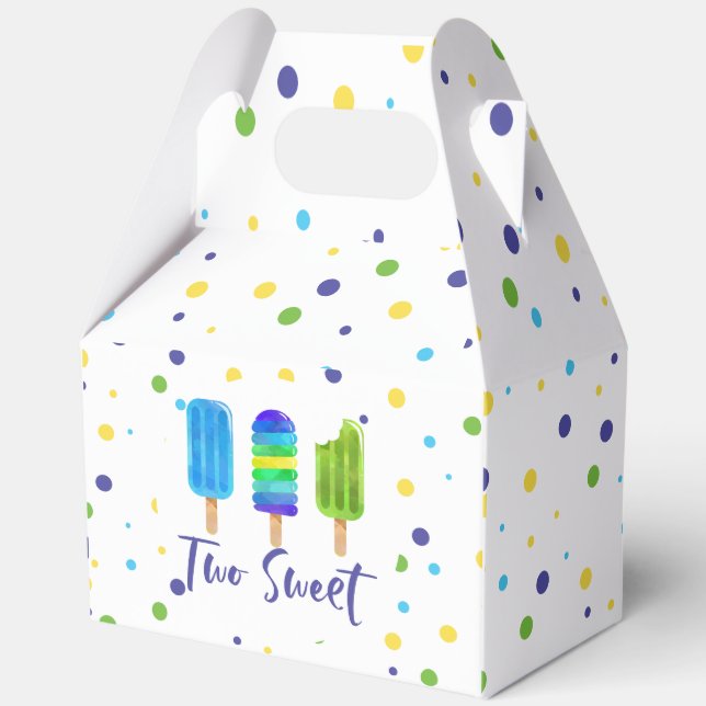 Two Sweet 2nd Birthday blue green Favor Boxes (Front)