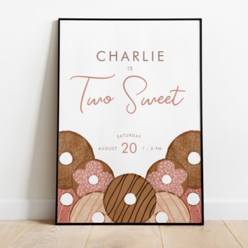 Two Sweet 2nd Birthday Donut Girls Welcome Poster