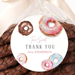 Two Sweet 2nd Birthday Donut Thank You Classic Round Sticker