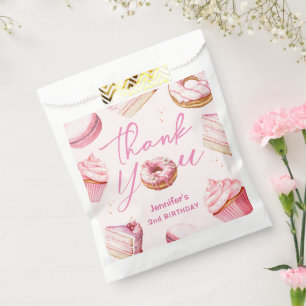TWO Sweet 2nd Birthday Girls Pink Donut Party Favor Bag
